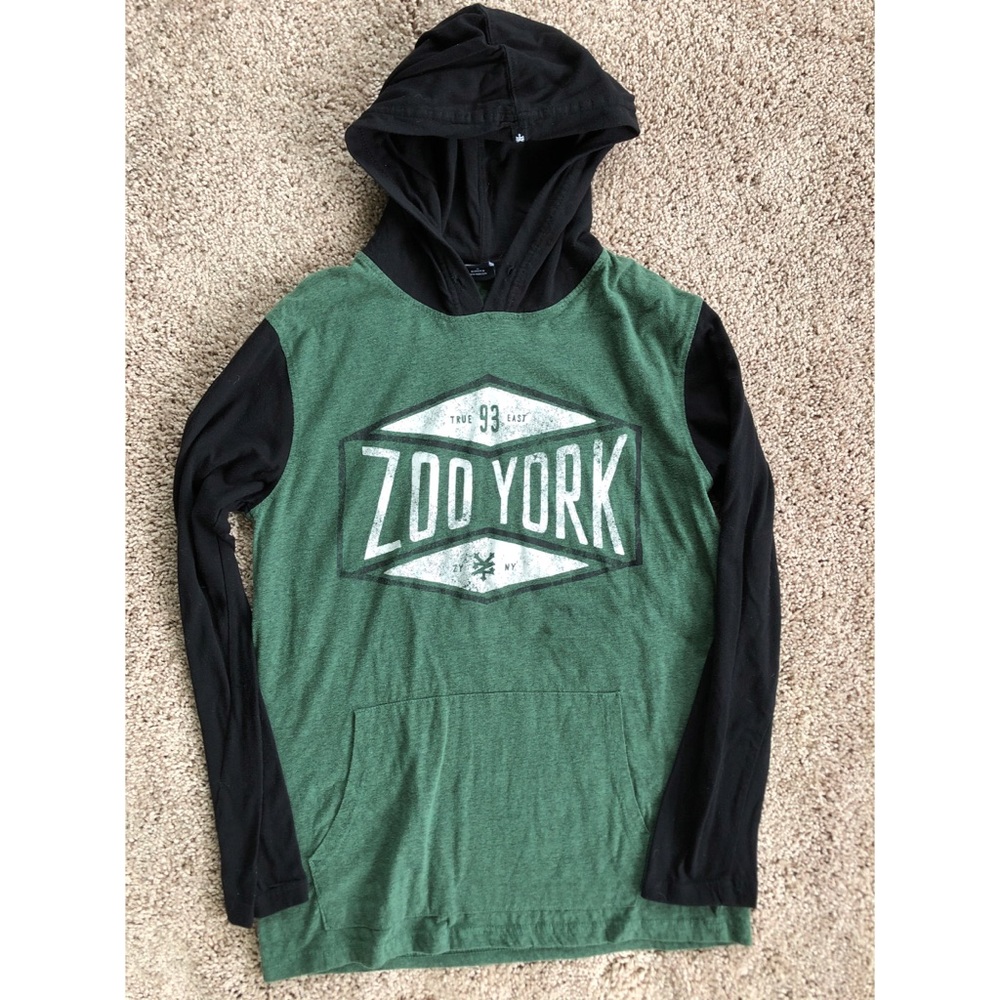 Guys Zoo York black and green long sleeve w/ hood